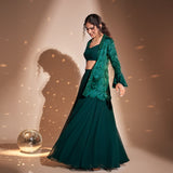 Embroidered blazer, Bustier, skirt