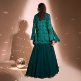 Embroidered blazer, Bustier, skirt