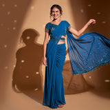 Pre-draped saree + Heavy blouse