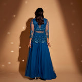 Cape Jacket, Embroidered bustier, Embellished palazzos