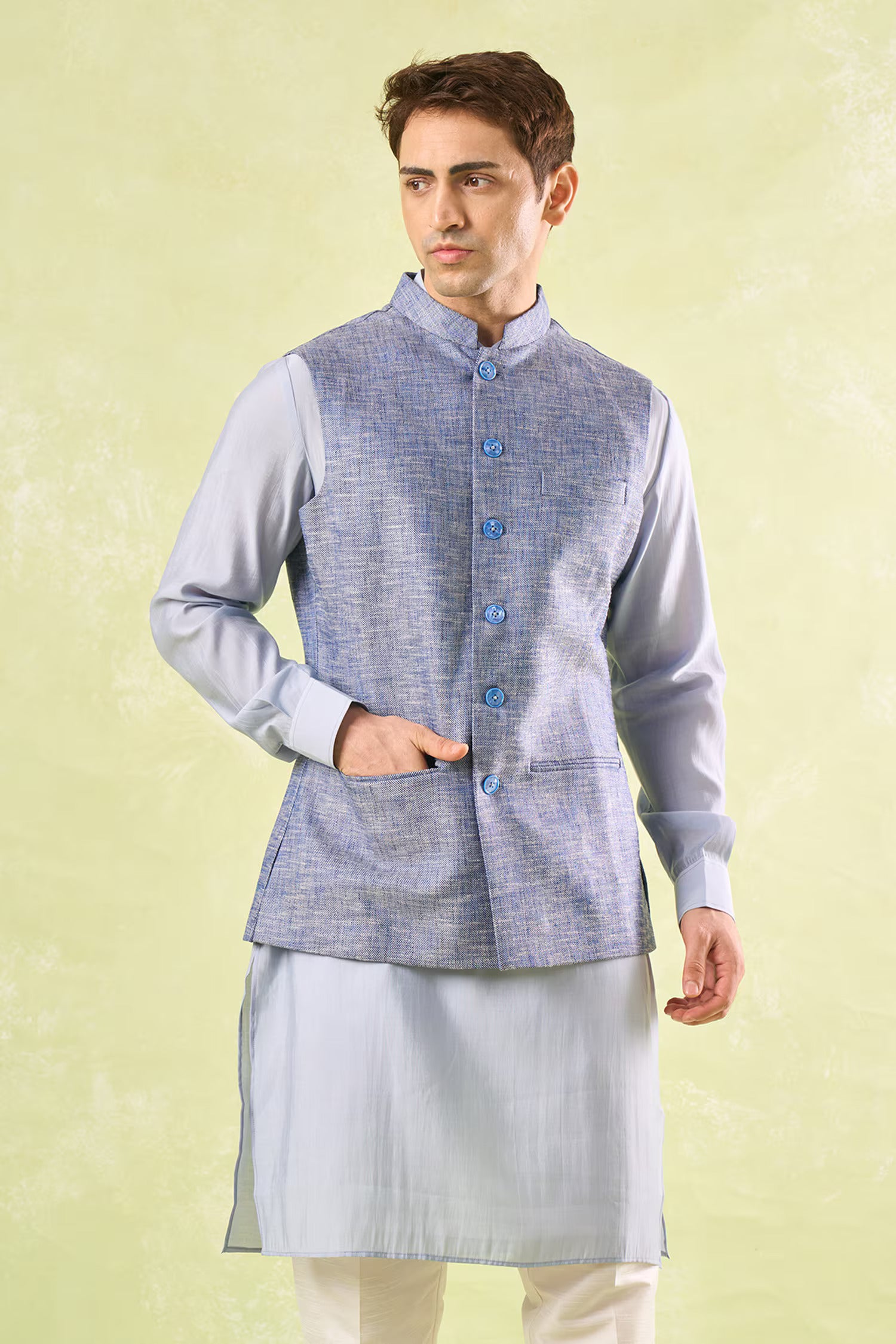 Blue Tweed Textured Jacket