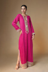 Raspberry pink benarasi butti kaftan dress