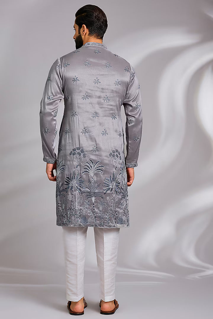 Grey Embroiered Kurta Set