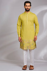Lime Green Embroidered Kurta Set