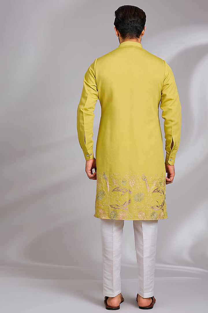 Lime Green Embroidered Kurta Set
