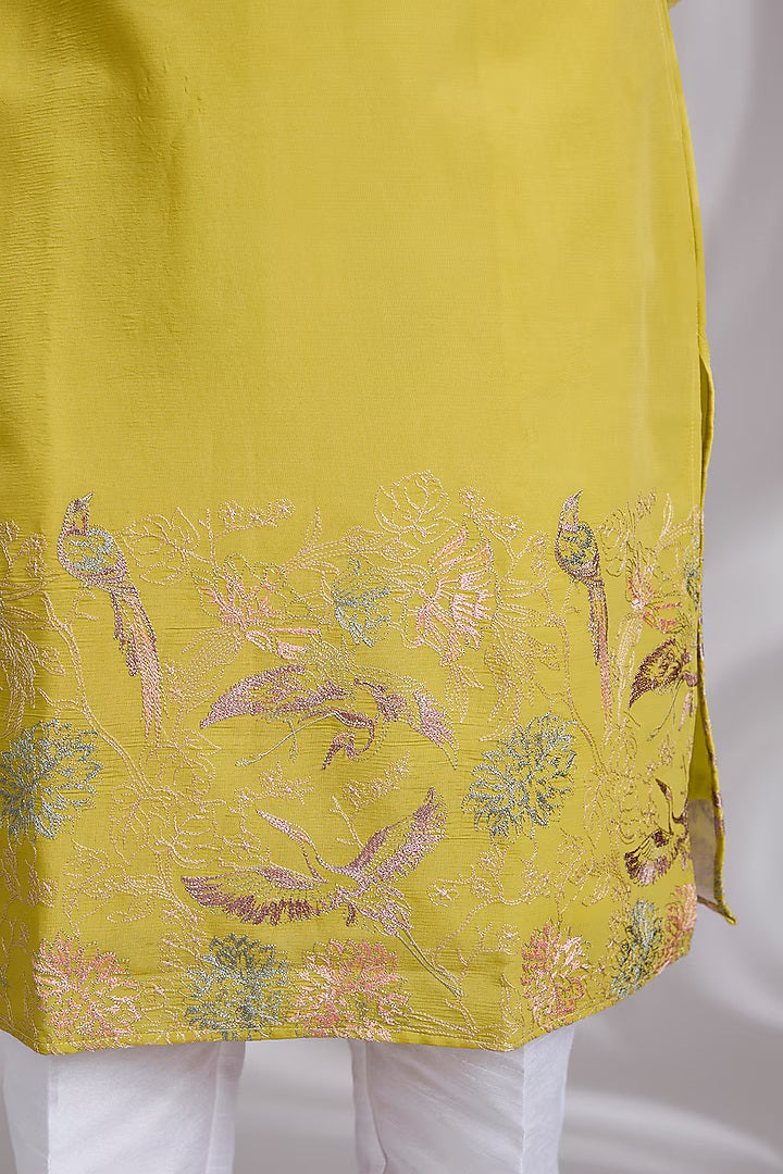 Lime Green Embroidered Kurta Set