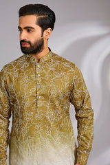 Lime Green Ombre Embroidered Kurta Set