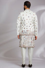 Mint Blue Embroidered Kurta-Jacket Set