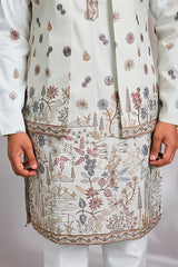 Mint Blue Embroidered Kurta-Jacket Set