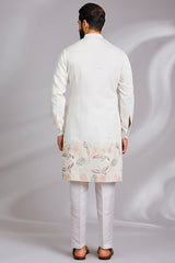 Off White Embroidered Kurta Ser