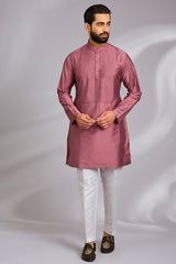 Grey and Mauve Tribal Printed Kurta-Jacket Set