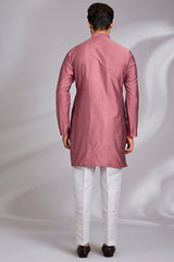 Grey and Mauve Tribal Printed Kurta-Jacket Set