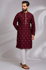 Maroon Embroidered Kurta Set