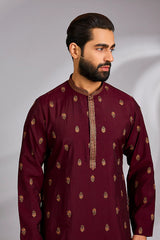 Maroon Embroidered Kurta Set