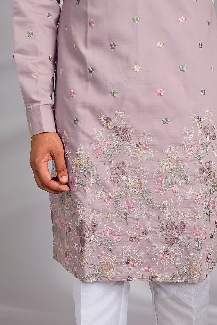 Lavender Embroidered Kurta Ser