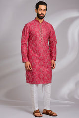 Red Printed Kurta-Jacket Set