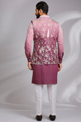 Pink Embroidered Kurta-Jacket Set