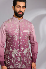 Pink Embroidered Kurta-Jacket Set