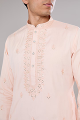 Peach Embroidered Kurta Set