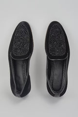 Black Embroidered Loafers