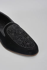 Black Embroidered Loafers