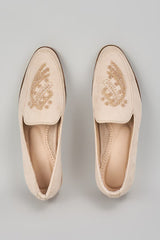 Nude Embroidered Loafers