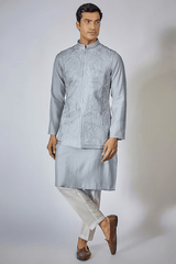 Powder Blue Embroidered Kurta-Jacket Set