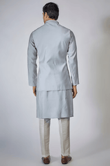 Powder Blue Embroidered Kurta-Jacket Set