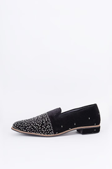 Black suede based slip on loafers