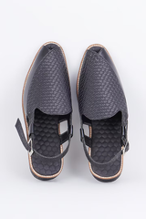 Black full grain leather based handcrafted slip on mules