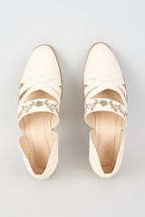 Off White Zari Embroidered Sandals