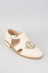 Ivory Crown Buckle Sandals
