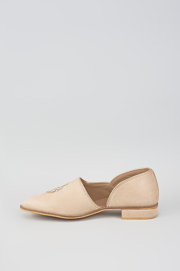 Blush Pink Royal Crest Embroidered Sandals