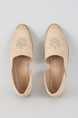 Blush Pink Royal Crest Embroidered Sandals