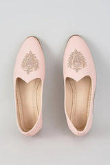 Pink Royal Crest Embroidered Juttis