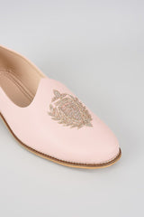 Pink Royal Crest Embroidered Juttis