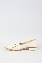 Off White Velvet Loafers with Mirror Embroidery