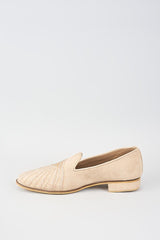 Blush Pink Velvet Loafers with Cut Dana Embroidery