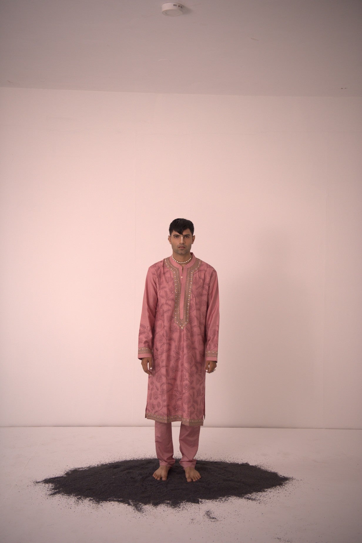 Chanderi Old Rose Rosy Picture Kurta With Pants