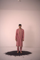 Chanderi Old Rose Rosy Picture Kurta With Pants