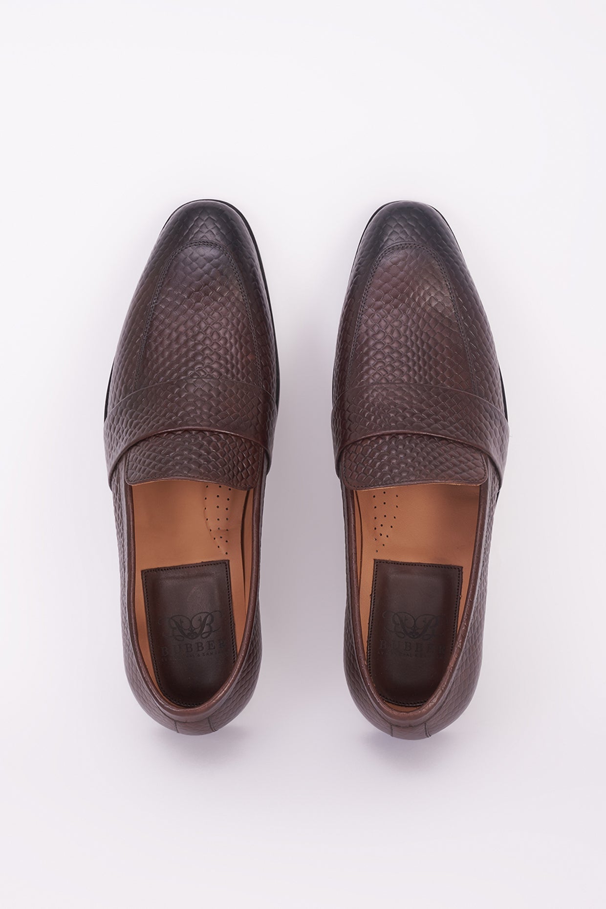 Brown mesh Italian leather mocassin shoes