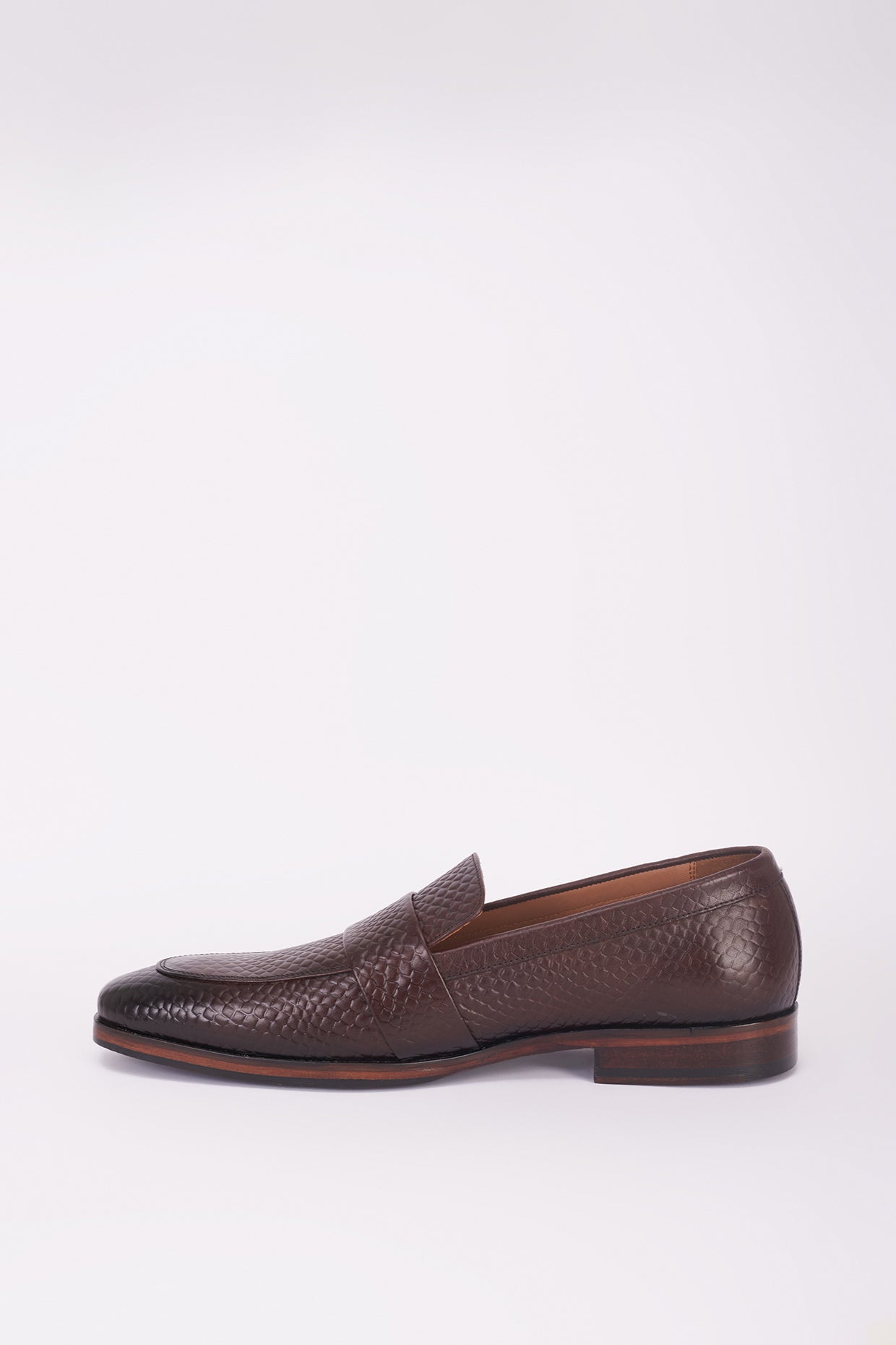 Brown mesh Italian leather mocassin shoes