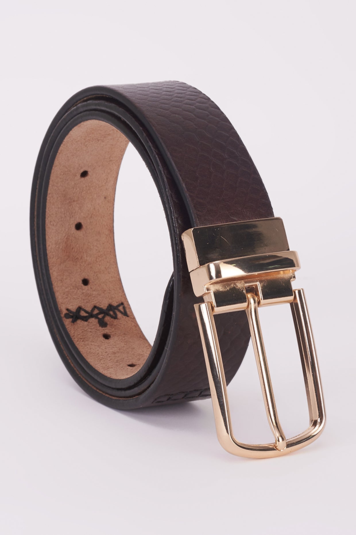 Brown mesh Italian leather belt