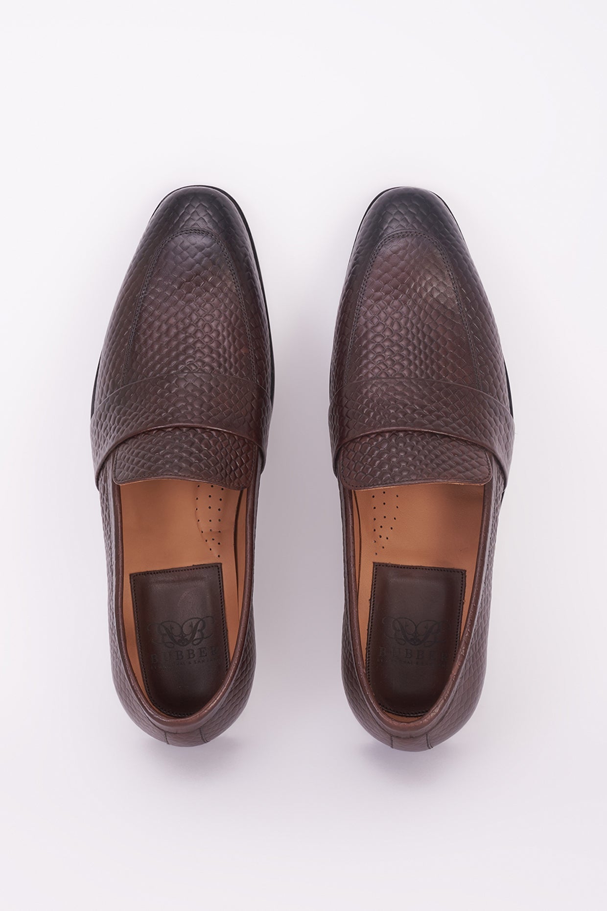 Brown mesh Italian leather mocassin shoes and belt
