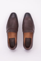 Brown mesh Italian leather mocassin shoes and belt