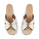 SPENTA- GOLD SILVER BLOCK HEELS