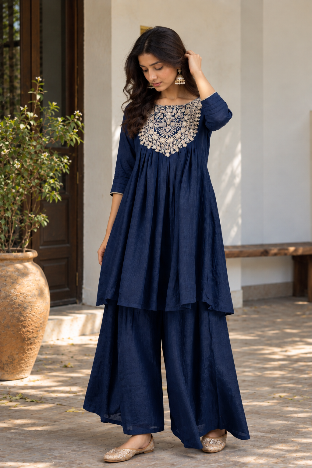 Women NB Silk Embroidery Kurta Set