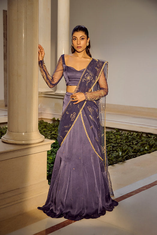 Glam Blue Saree Set