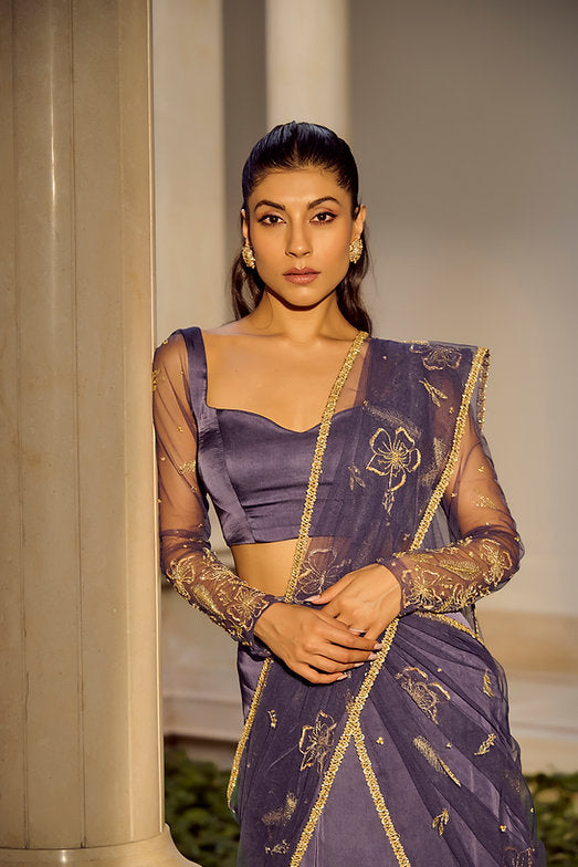 Glam Blue Saree Set