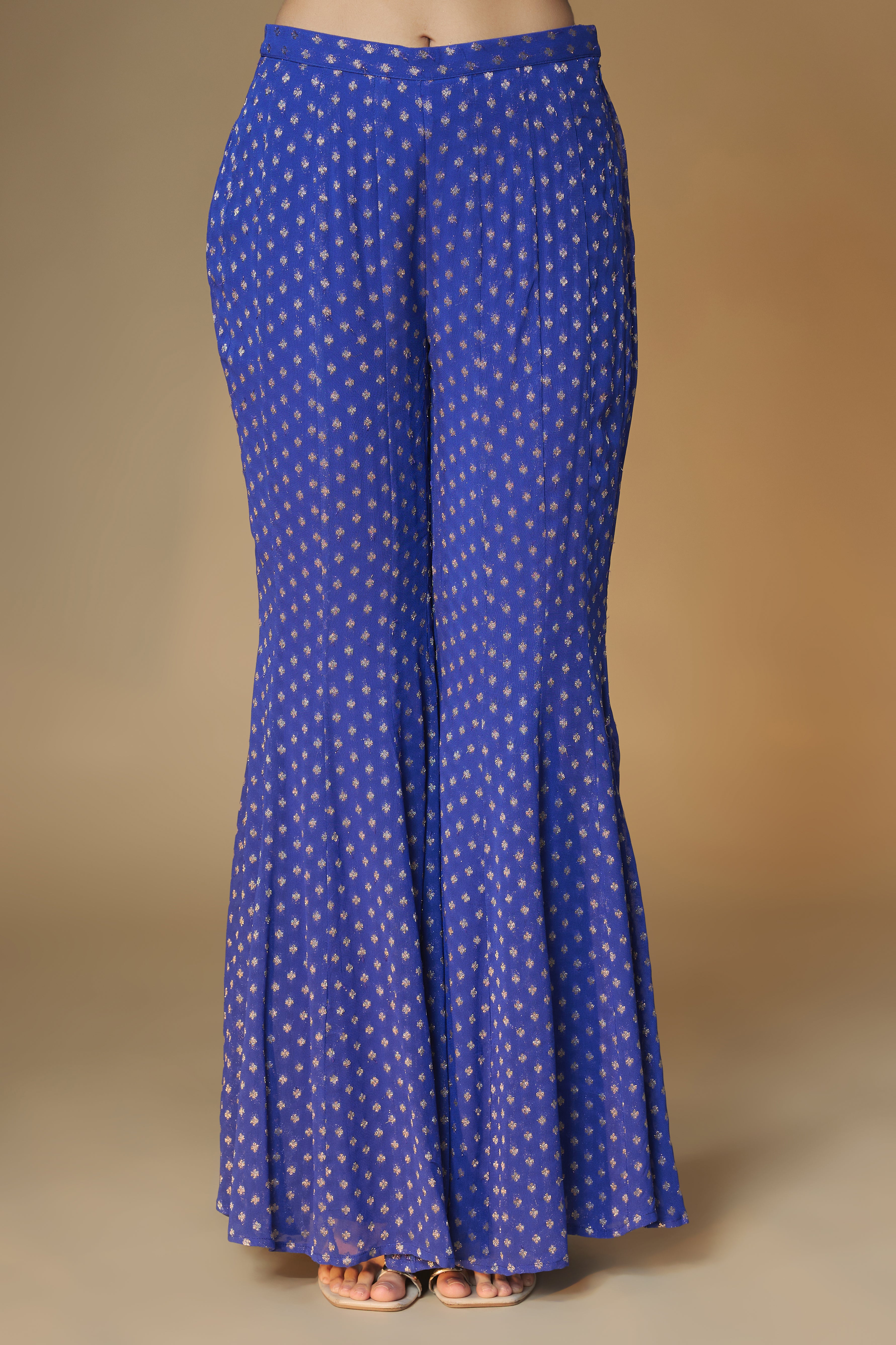 Cobalt blue benarasi jaal kurta & sharara set